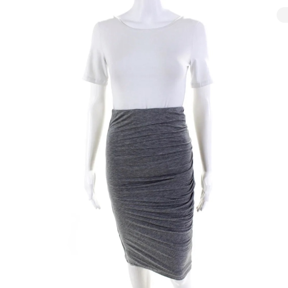 Alice + Olivia air high waist Bodycon rouched Side Midi Skirt Gray Size XS